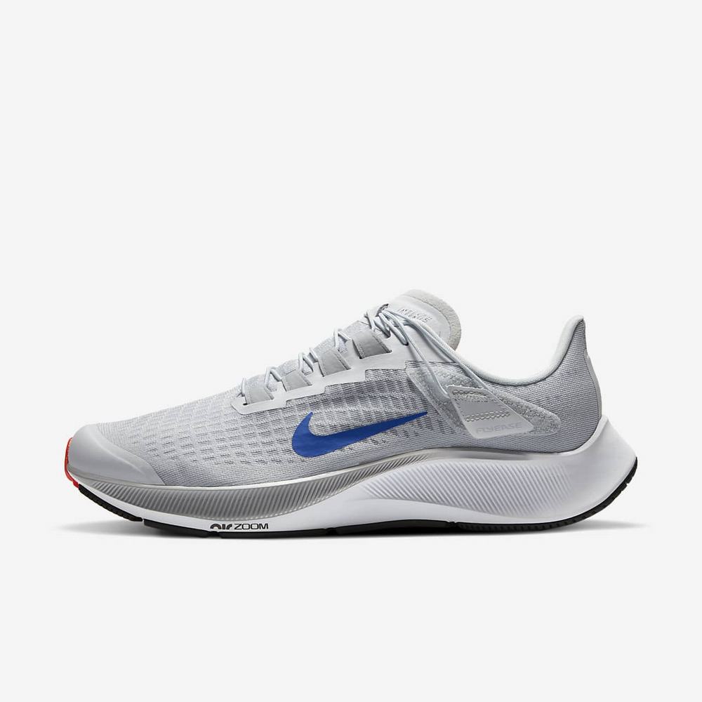 Chaussure De Running Nike Air Zoom Pegasus 37 FlyEase Platine 9740-856 Pure Platinum/Wolf Grey/Bright Crimson/Racer Blue Homme | ZTN-72603311